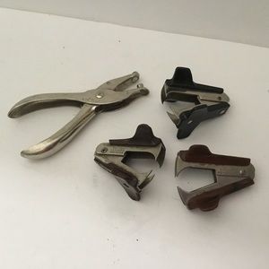 Hole puncher and 3 staple removers.